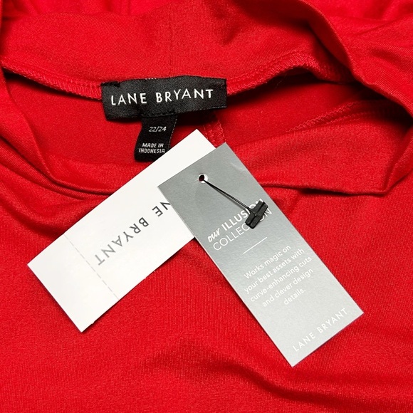 Lane Bryant Shirred Mock-Neck Knit Top Red Size 22/24 3X NWT - Picture 4 of 9